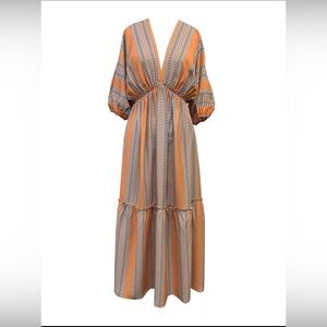 Taylor Striped Print V Neck Maxi Dress Sz 2